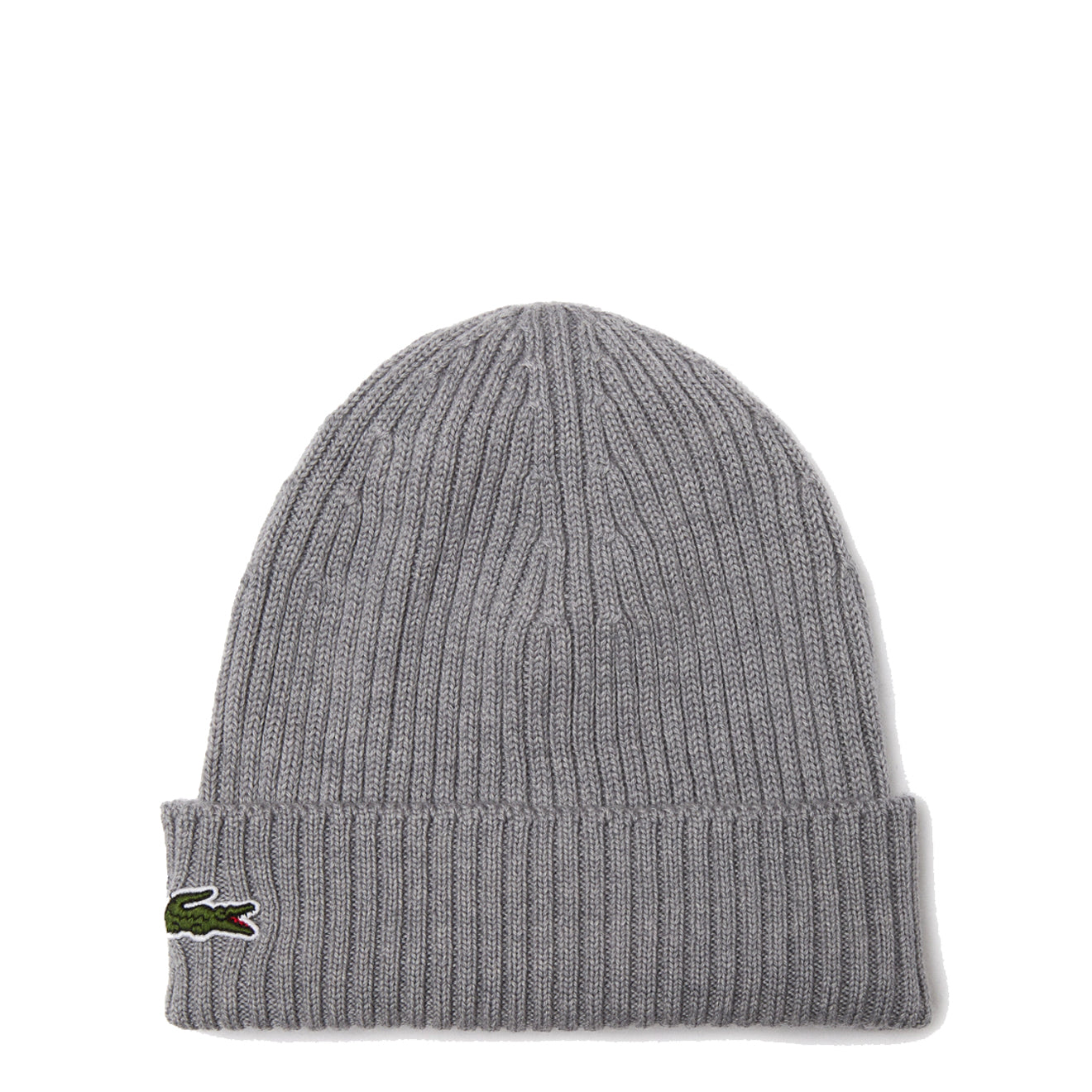 Lacoste Rib Knit Brushed Wool Beanie Heather Agate - The Sporting Lodge