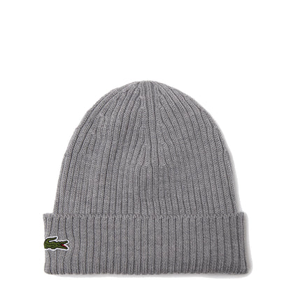 Lacoste Rib Knit Brushed Wool Beanie Heather Agate - The Sporting Lodge