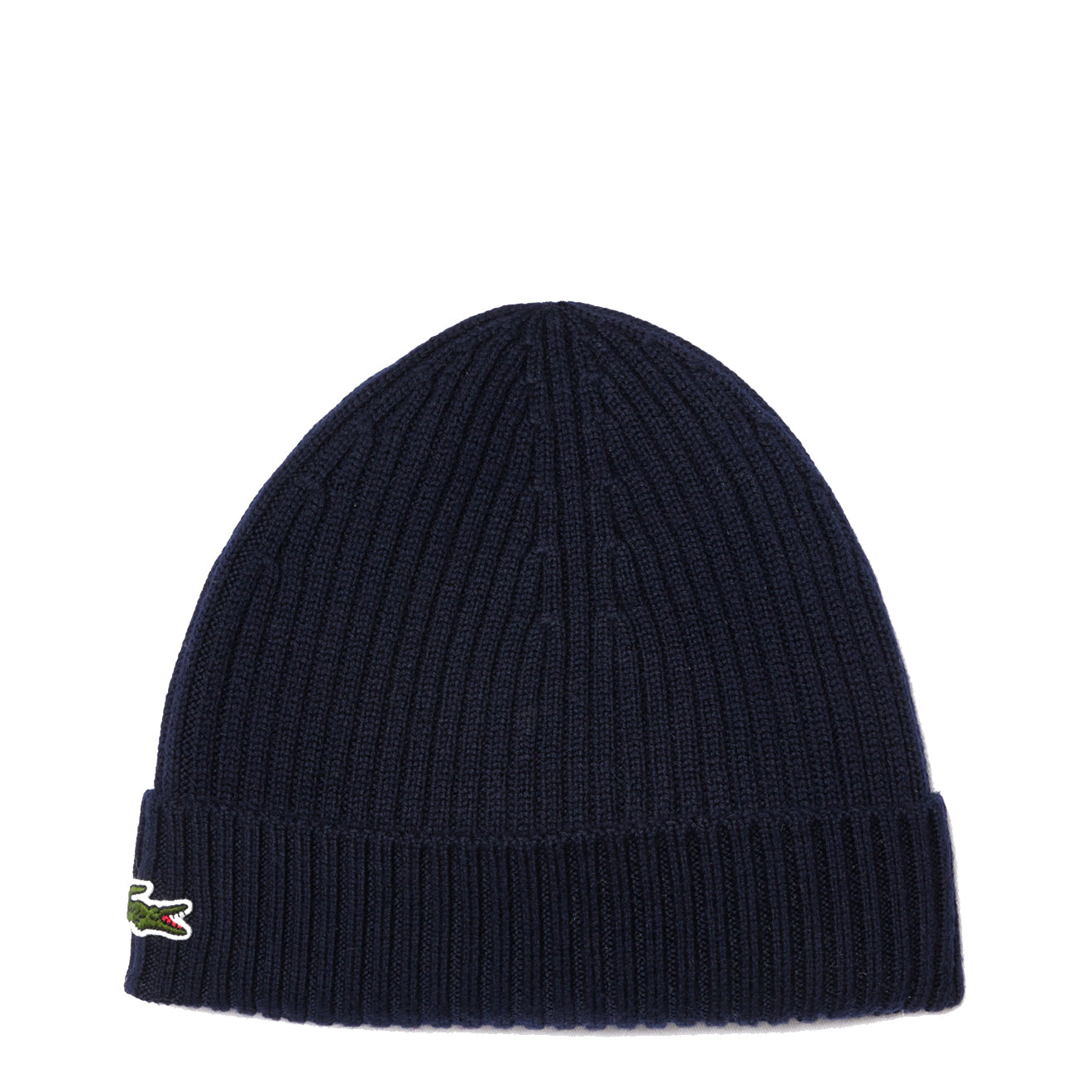 Lacoste Rib Knit Brushed Wool Beanie Navy Blue - The Sporting Lodge