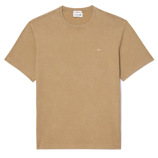 Lacoste Washed Effect Heavy Cotton T-Shirt Beige - The Sporting Lodge