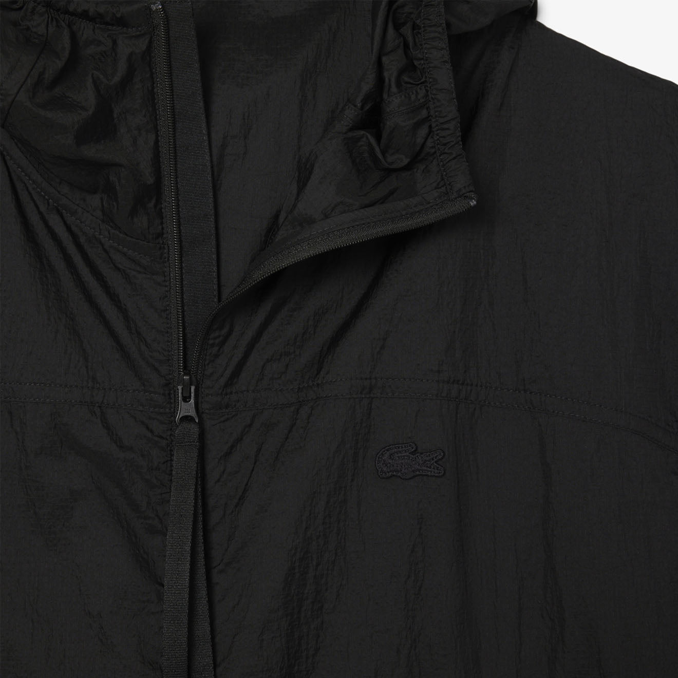 Lacoste Water-Repellent Packable Nylon Jacket Black - The Sporting Lodge