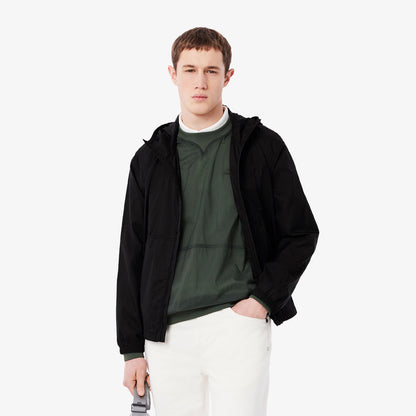 Lacoste Water-Repellent Packable Nylon Jacket Black - The Sporting Lodge