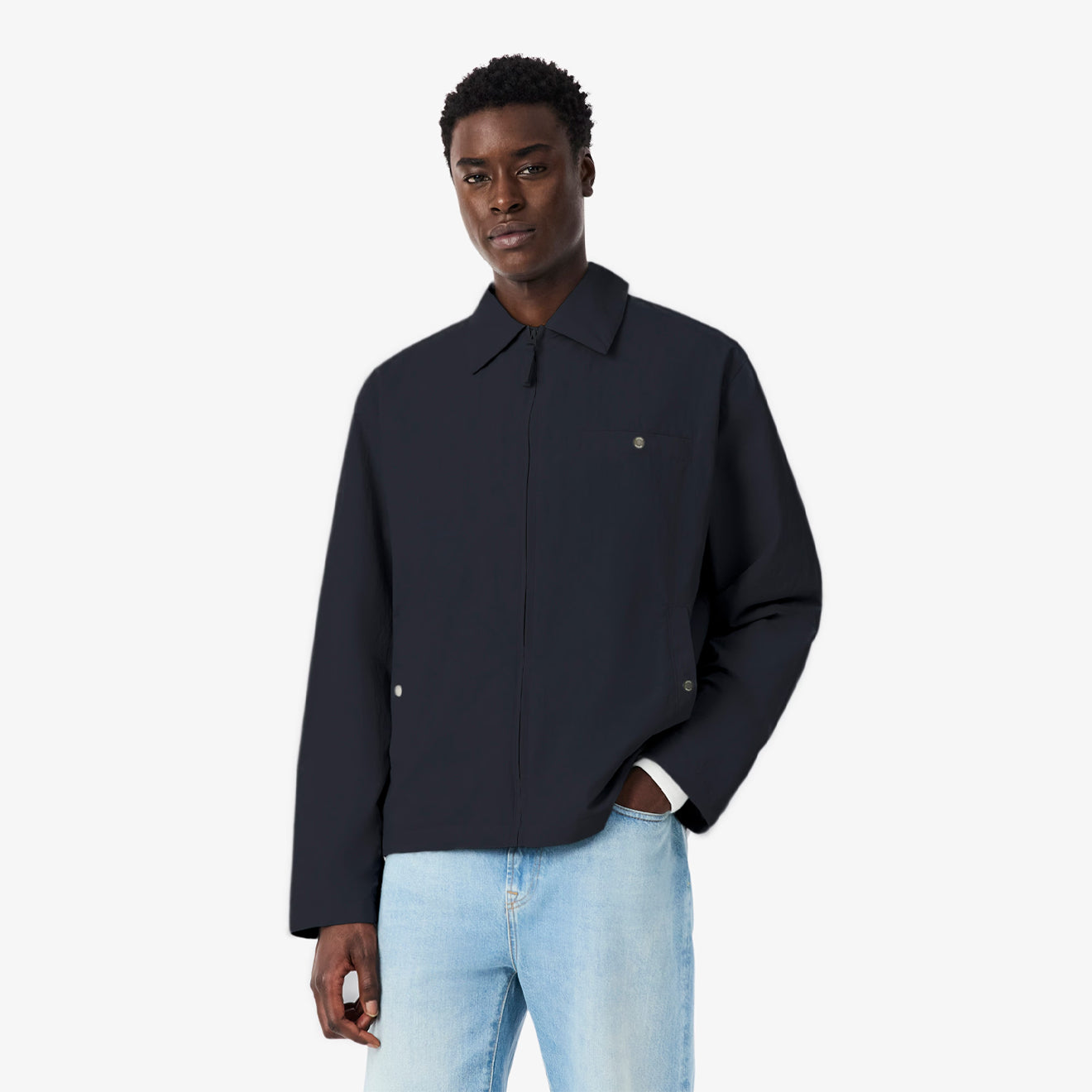Lacoste Water-Repellent Textured Taffeta Jacket Blackbird - The Sporting Lodge