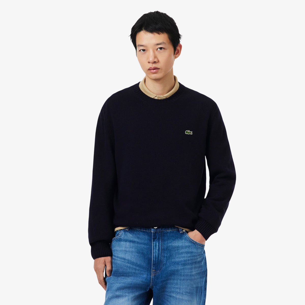 Lacoste Wool Crew Neck Sweater Midnight Blue
