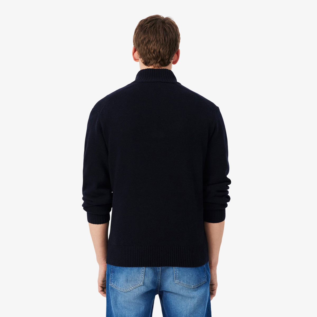 Lacoste Zipped High Neck Wool Sweater Midnight Blue