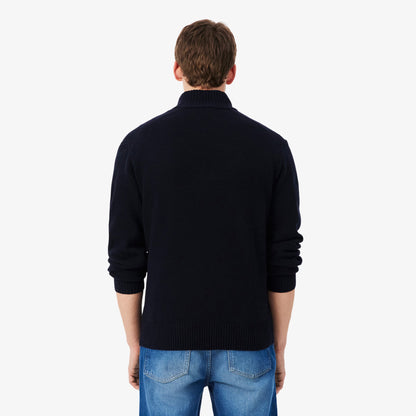 Lacoste Zipped High Neck Wool Sweater Midnight Blue