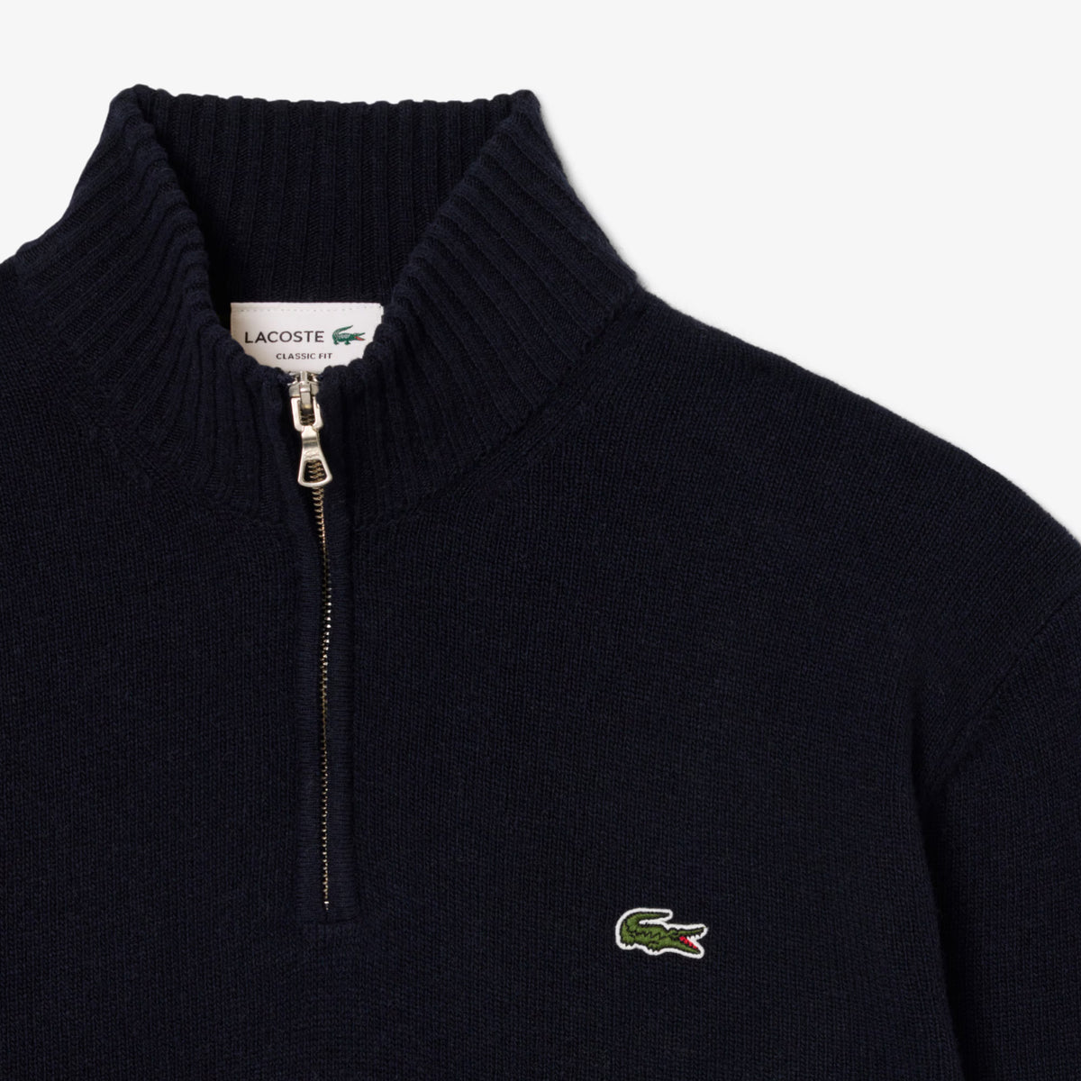 Lacoste Zipped High Neck Wool Sweater Midnight Blue