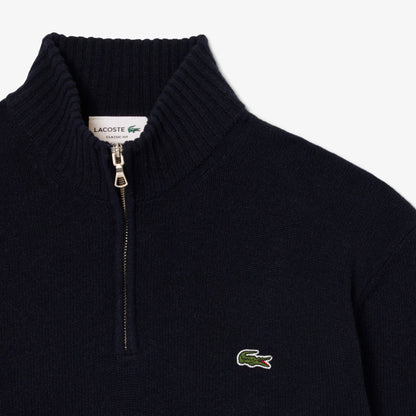 Lacoste Zipped High Neck Wool Sweater Midnight Blue