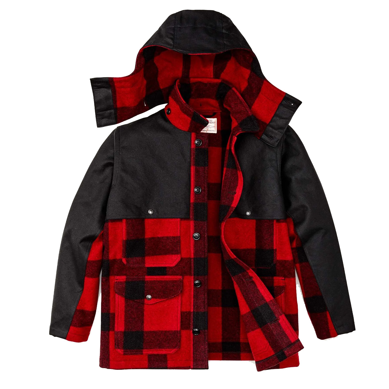 Filson Mackinaw Wool Double Coat Red Black Classic Plaid The