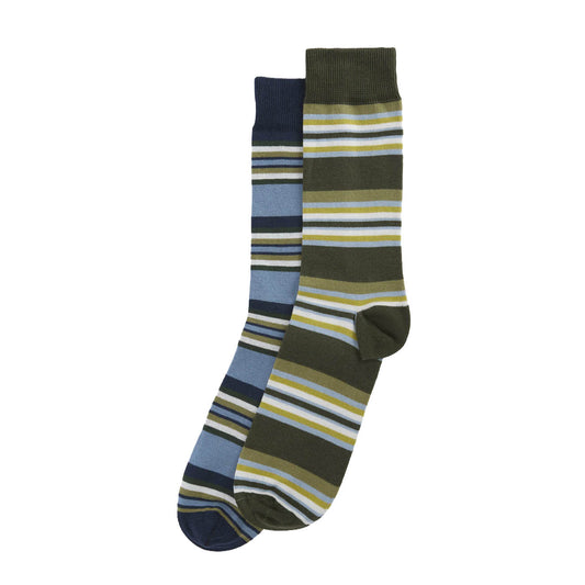 Barbour Summer Stripe 2 Pack Socks Olive / Navy Stripe