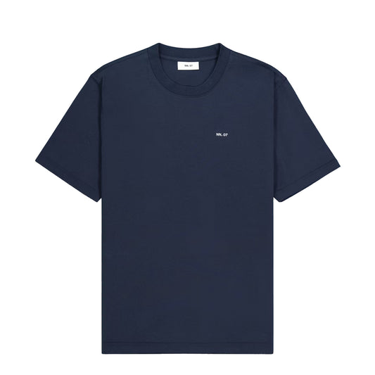 NN07 Adam Casual Logo Pima T-Shirt Navy Blue