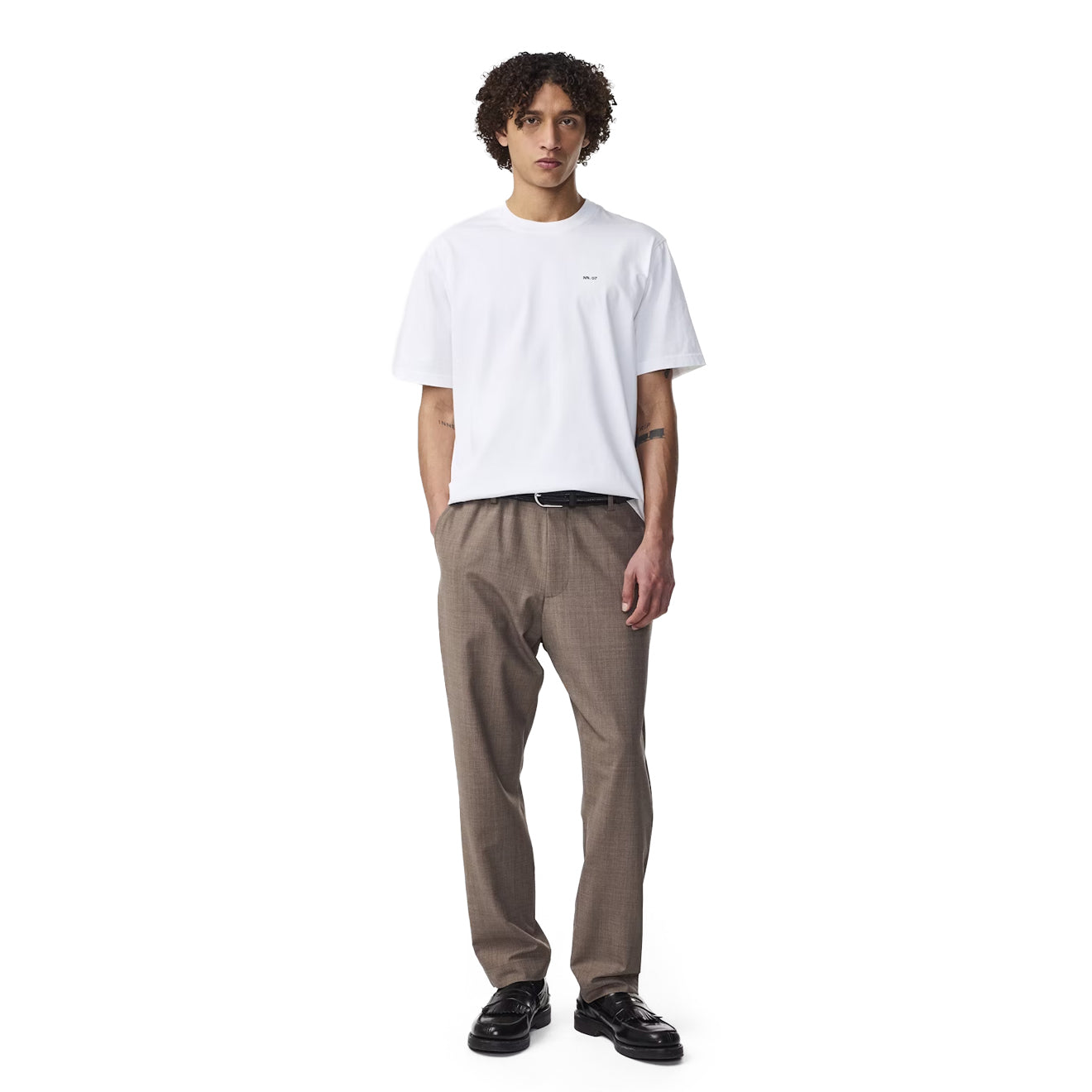 NN07 Adam Casual Logo Pima T-shirt White - The Sporting Lodge
