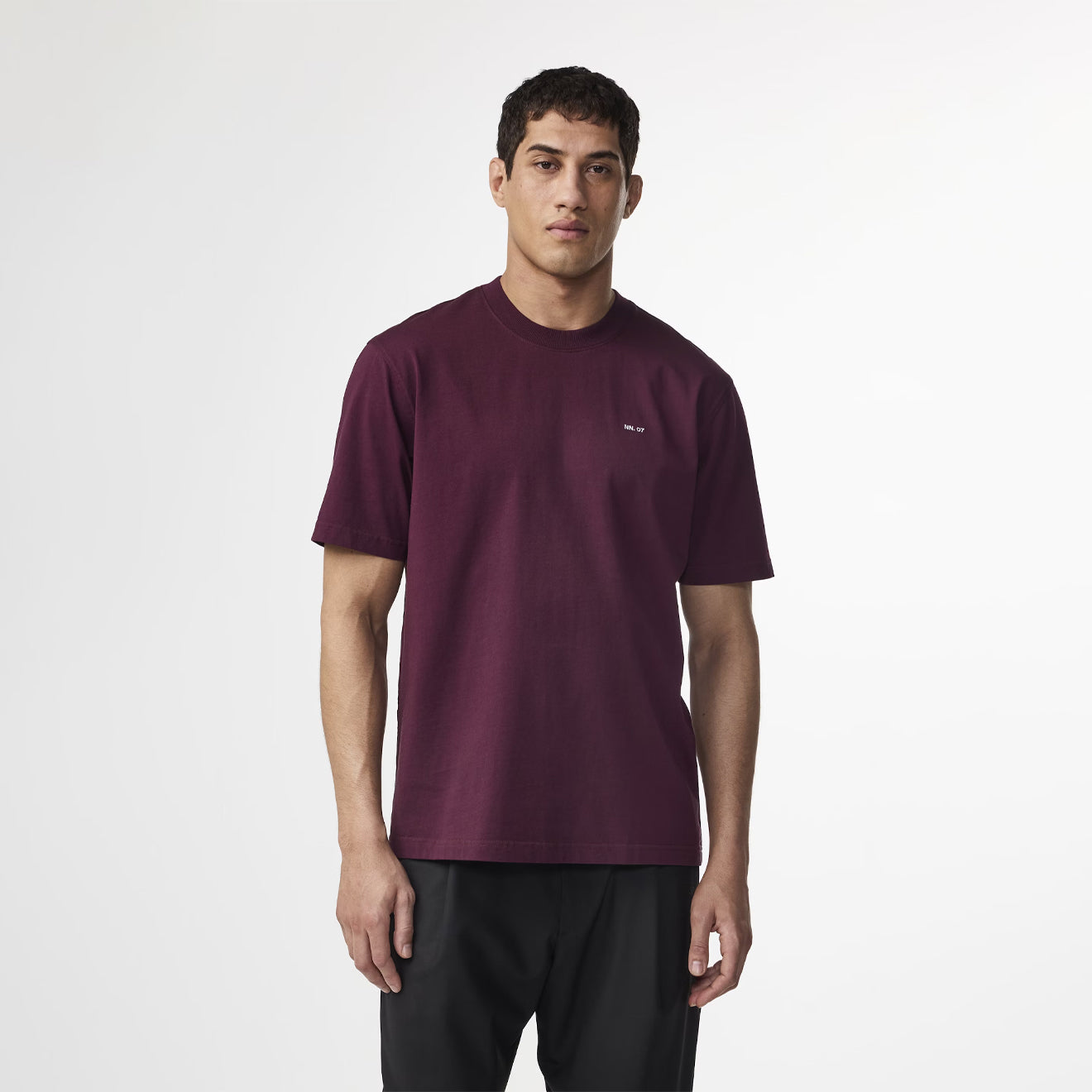 NN07 Adam Casual Logo Pima T-shirt Wine Red
