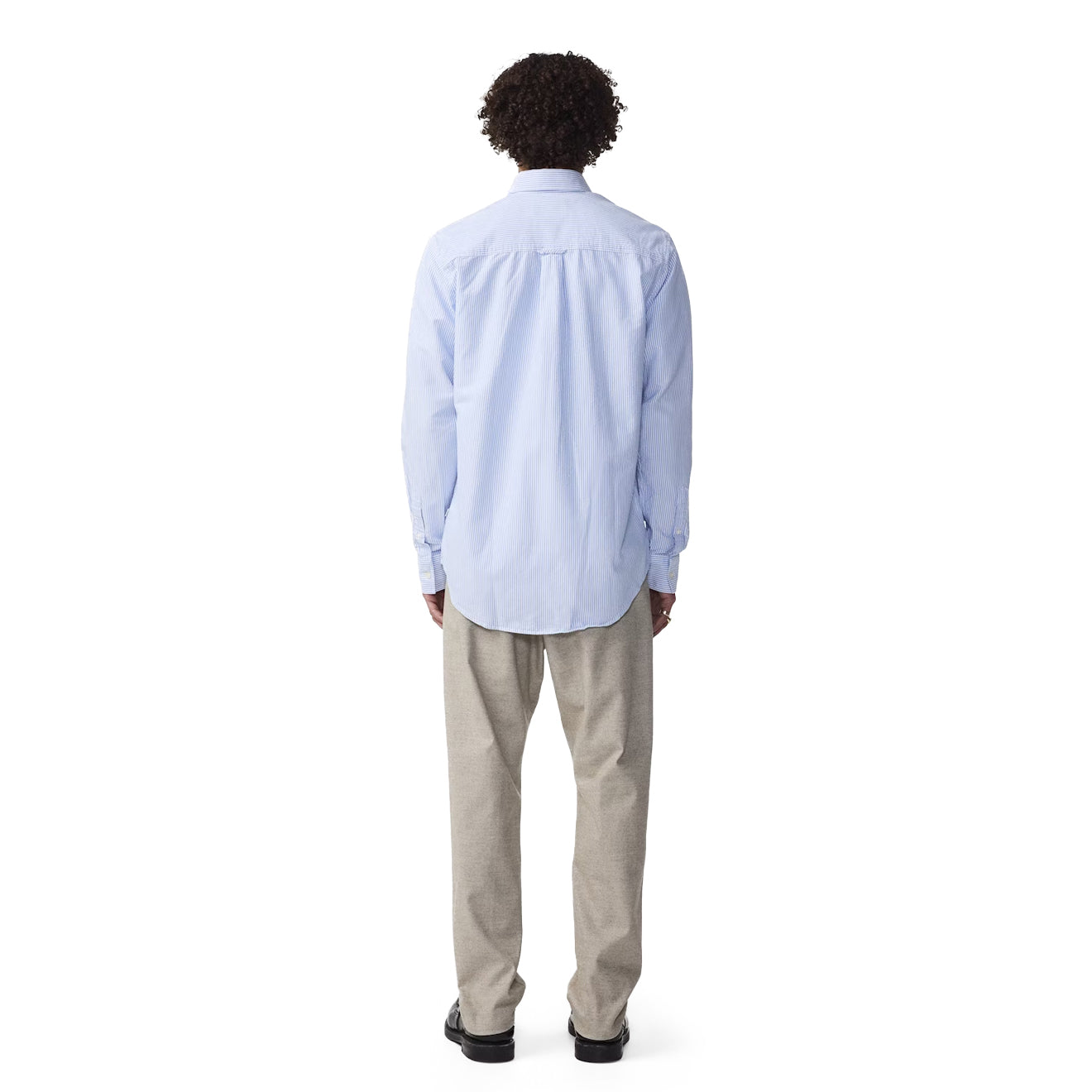 NN07 Colby BD Logo Regular Fit Oxford Shirt Blue Stripe - The Sporting Lodge