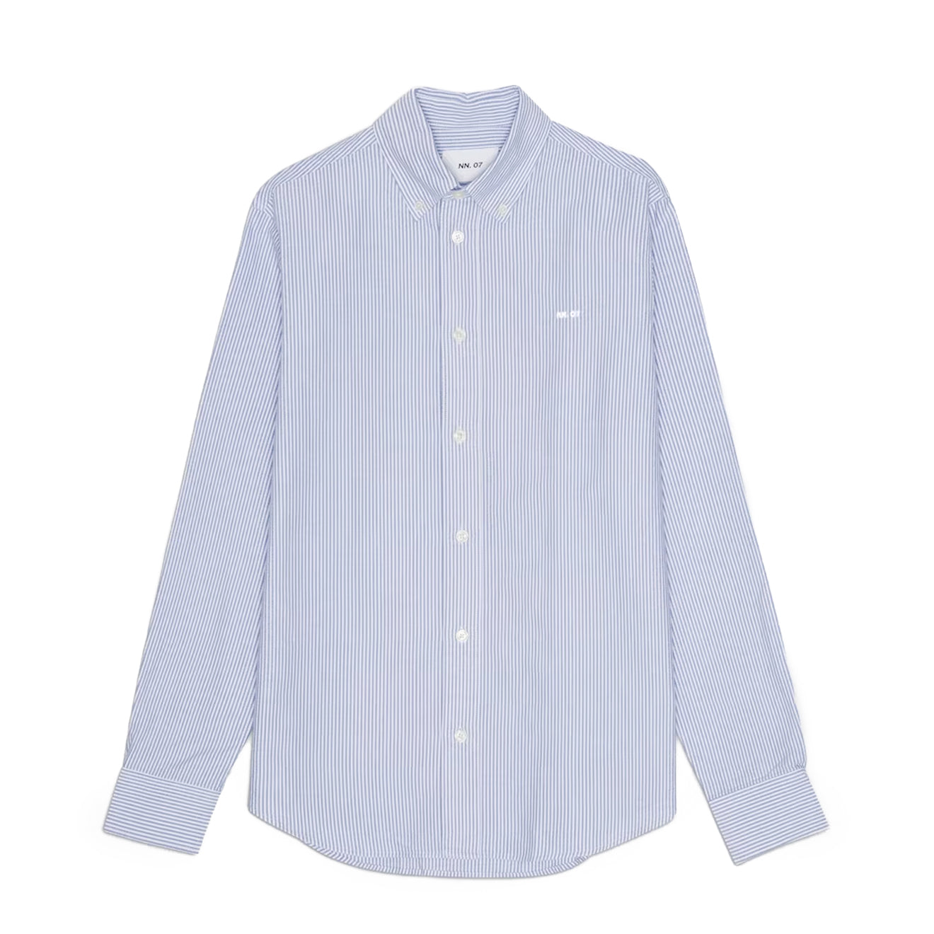 NN07 Colby BD Logo Regular Fit Oxford Shirt Blue Stripe - The Sporting Lodge
