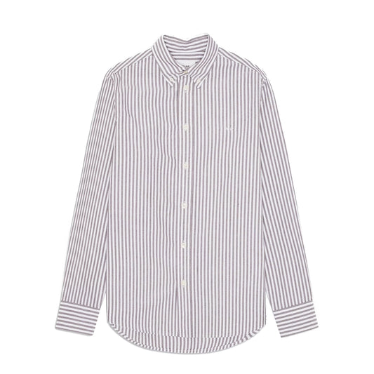 NN07 Colby BD Logo Regular Fit Oxford Shirt Brown Stripe