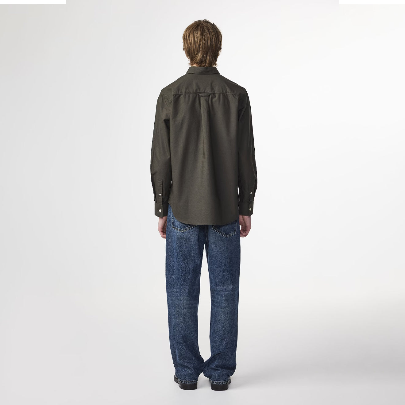 NN07 Colby BD Logo Regular Fit Oxford Shirt Dark Army