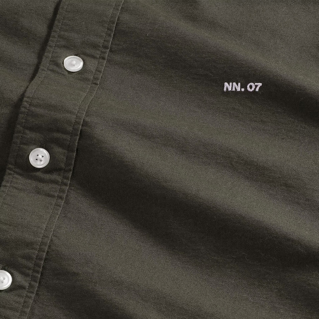 NN07 Colby BD Logo Regular Fit Oxford Shirt Dark Army