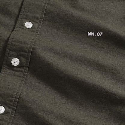NN07 Colby BD Logo Regular Fit Oxford Shirt Dark Army