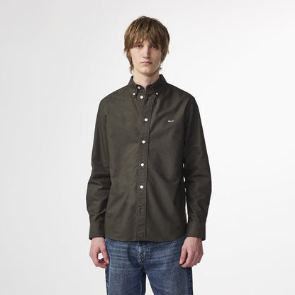 NN07 Colby BD Logo Regular Fit Oxford Shirt Dark Army