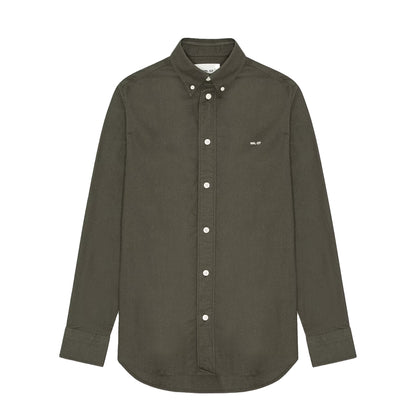 NN07 Colby BD Logo Regular Fit Oxford Shirt Dark Army