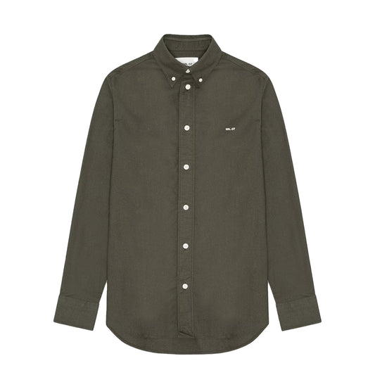 NN07 Colby BD Logo Regular Fit Oxford Shirt Dark Army