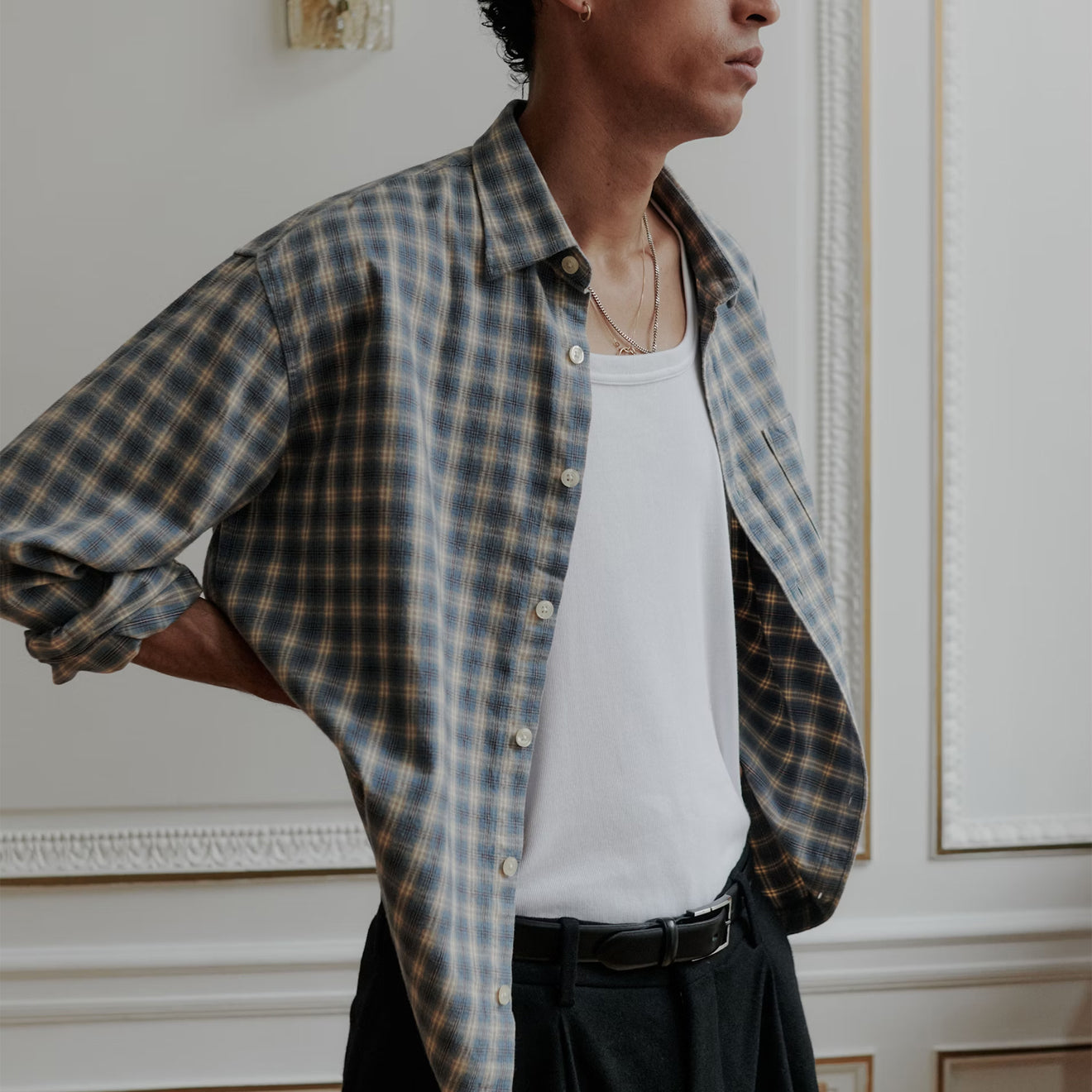 NN07 Deon Flannel Shirt Blue Check - The Sporting Lodge