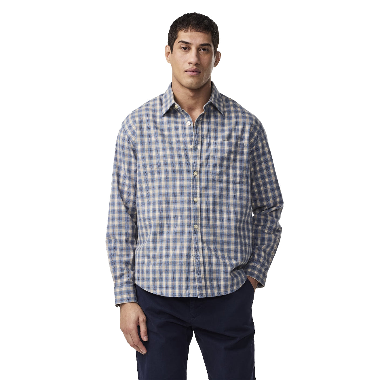 NN07 Deon Flannel Shirt Blue Check - The Sporting Lodge