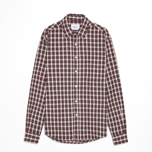 NN07 Deon Flannel Shirt Wine Check