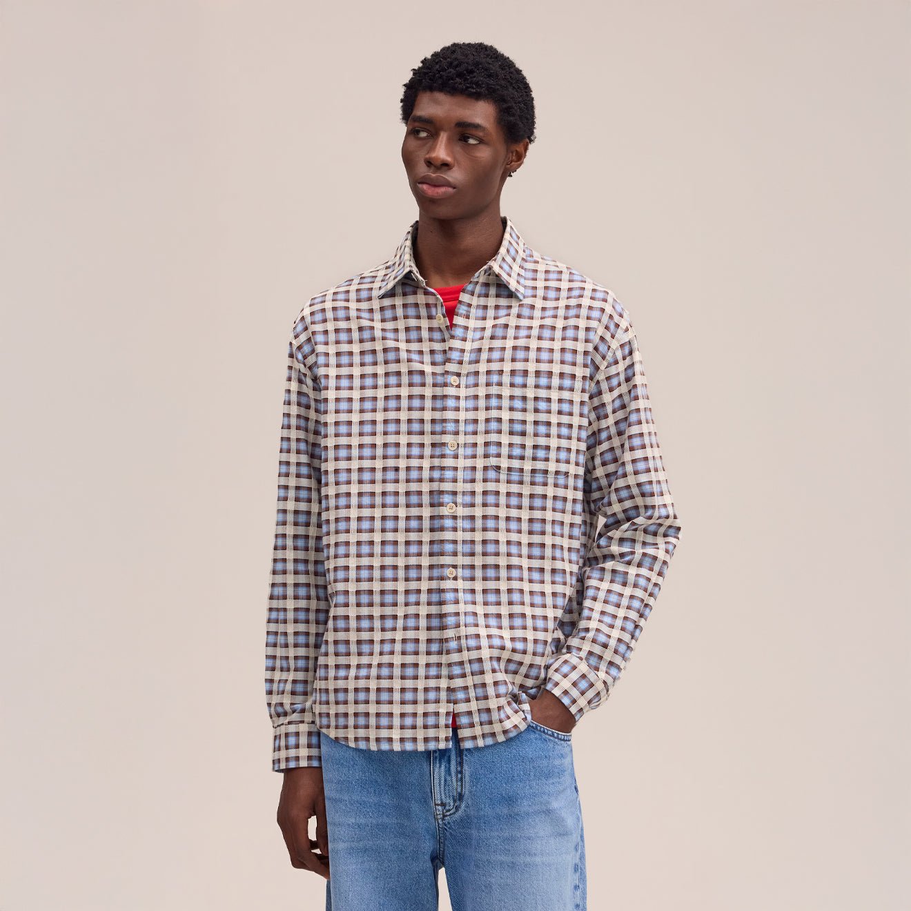 NN07 Deon Shirt Blue Check