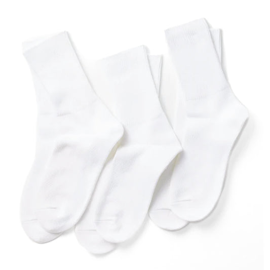 ROTOTO Organic Daily 3 Pack Ribbed Crew Socks White