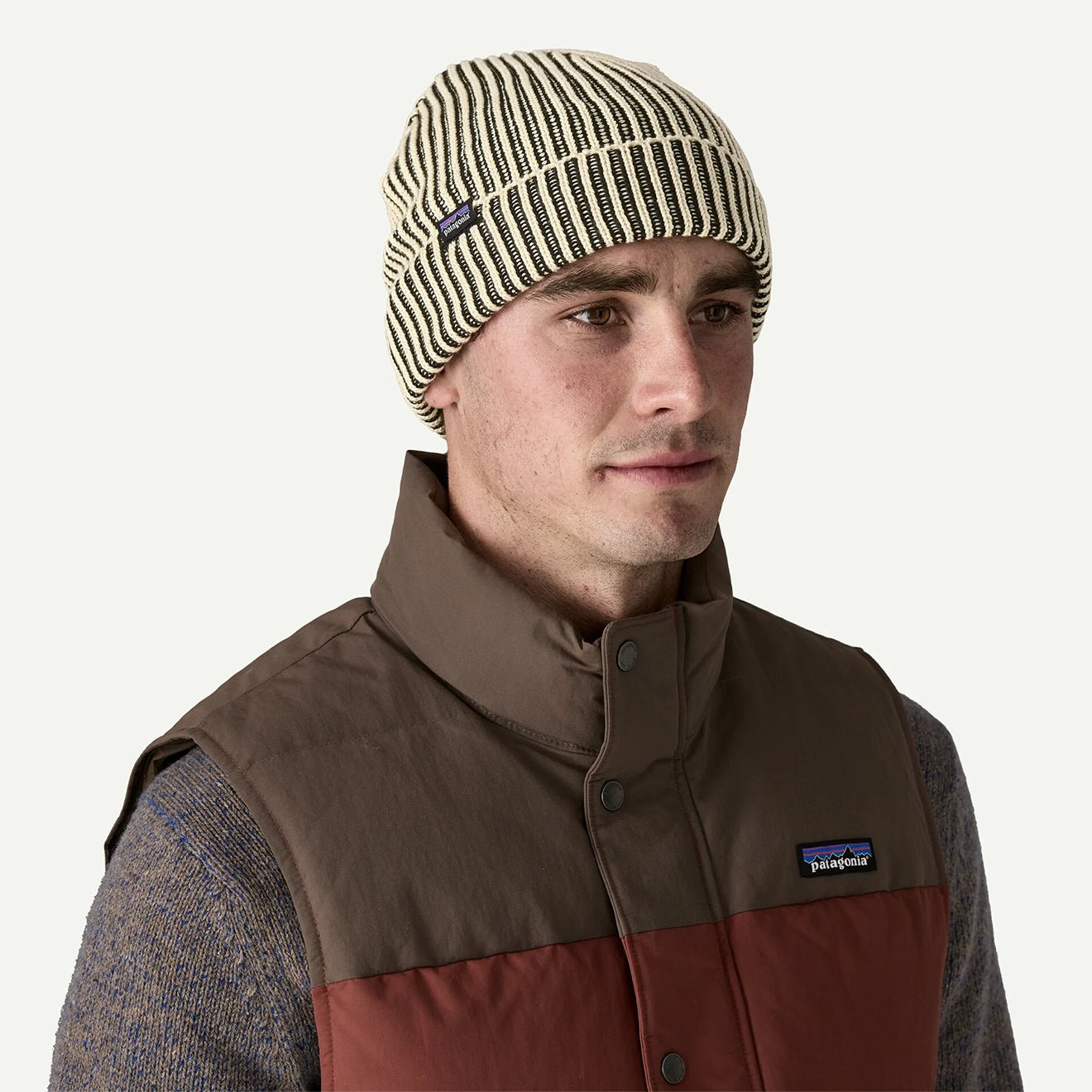 Patagonia Fisherman's Rolled Beanie Contrast Stripe Black - The Sporting Lodge