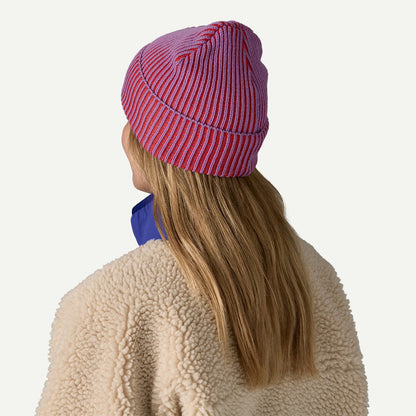 Patagonia Fisherman's Rolled Beanie Contrast Stripe Brisk Purple