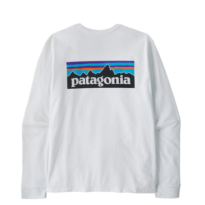Patagonia L/S P-6 Logo Responsibili-Tee Fiber White