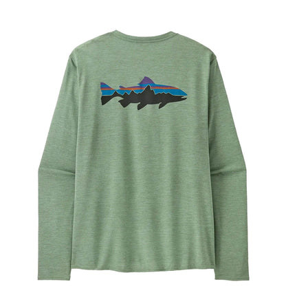 Patagonia L/S Capilene Cool Daily Graphic Shirt Waters Fitz Roy Trout Ellwood Green X-Dye