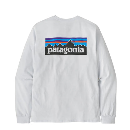 Patagonia L/S P-6 Logo Responsibili-Tee White - The Sporting Lodge
