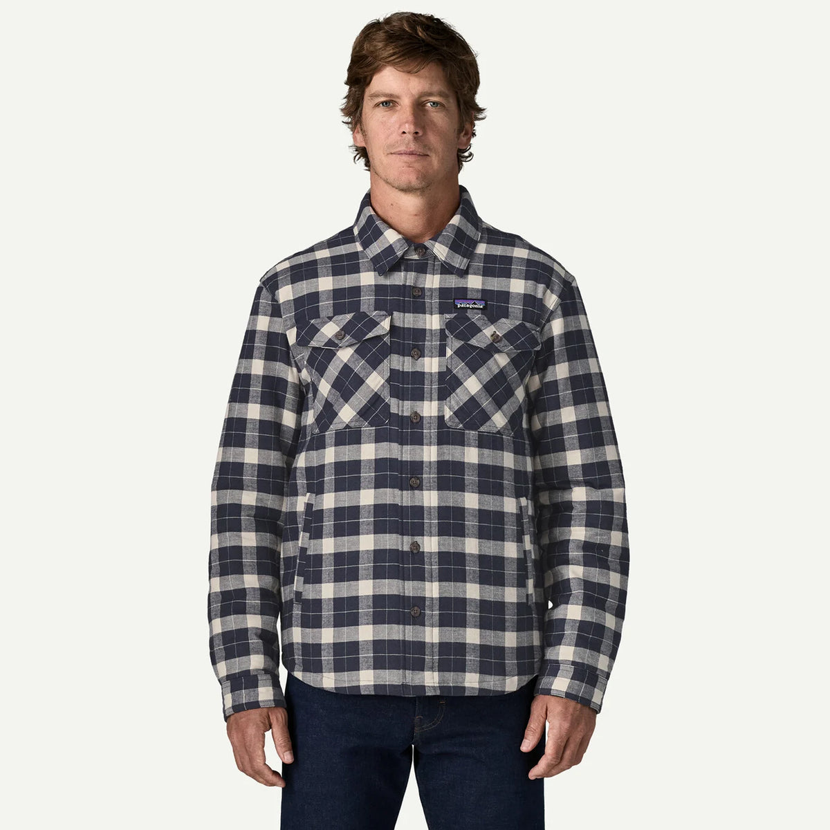 Patagonia Lightweight Insulated Fjord Flannel Shirt Evergreen Fjord / Smolder Blue