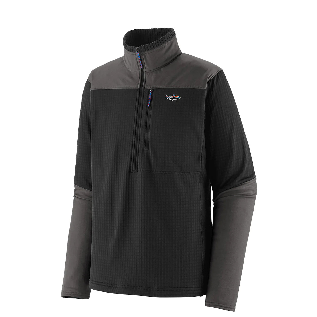 Patagonia Long-Sleeved R1 Fitz Roy 1/4-Zip Black - The Sporting Lodge