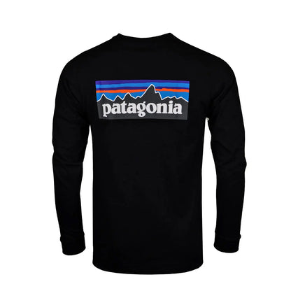 Patagonia Long Sleeve P-6 Logo Responsibili-Tee Black - The Sporting Lodge
