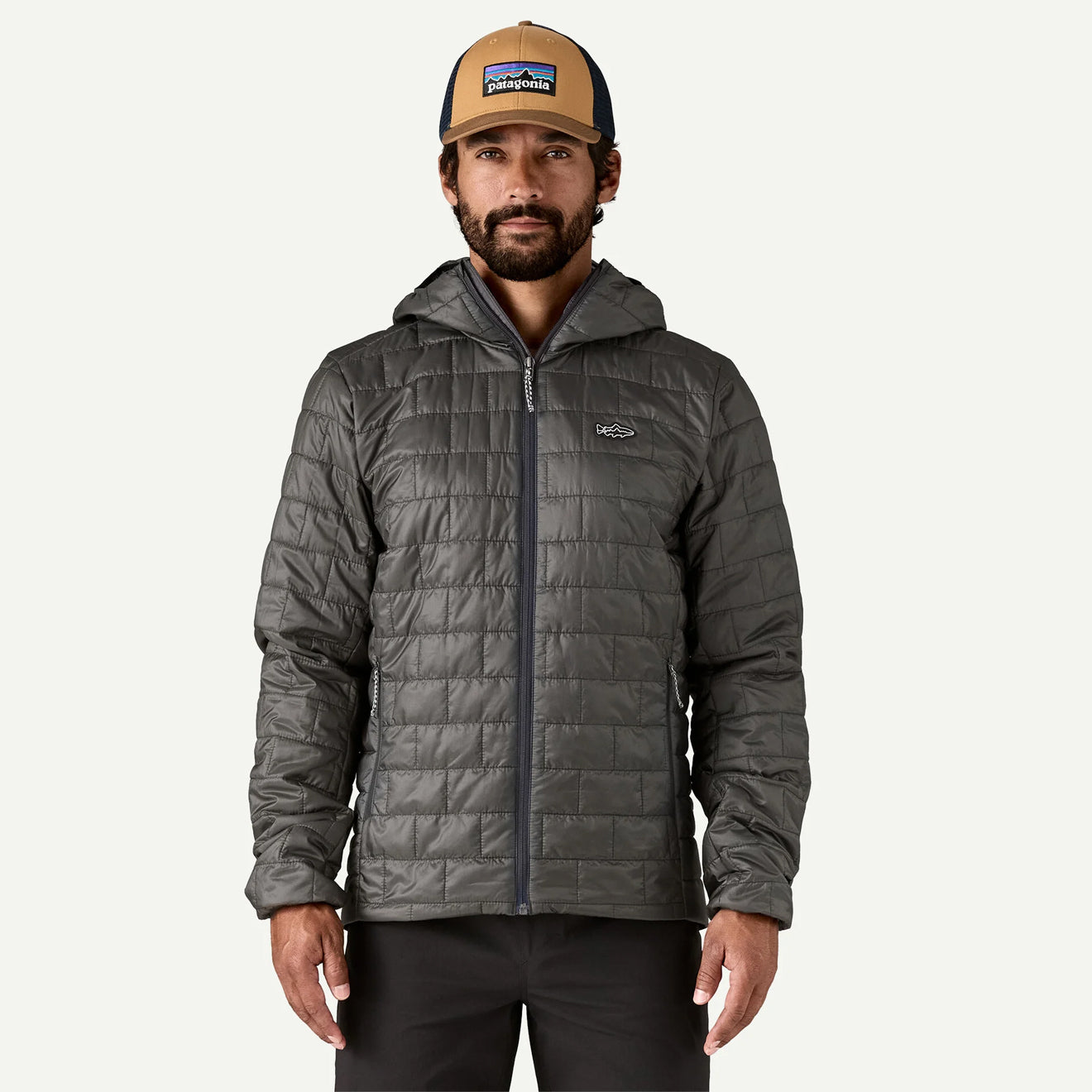 Patagonia Nano Puff Fitz Roy Trout Hoody Forge Grey - The Sporting Lodge
