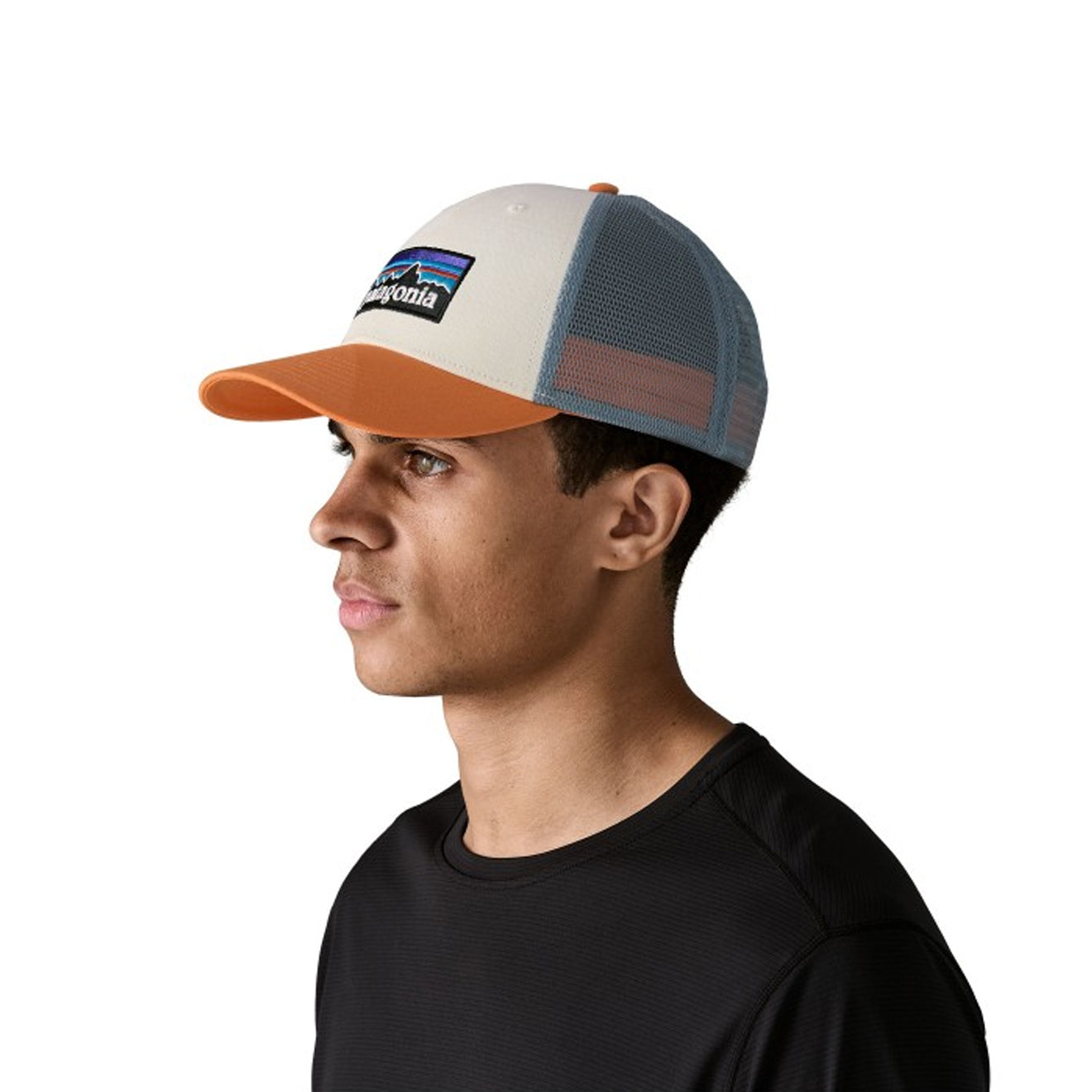 Patagonia P-6 Logo LoPro Trucker Hat White / Redtail Rust - The Sporting Lodge