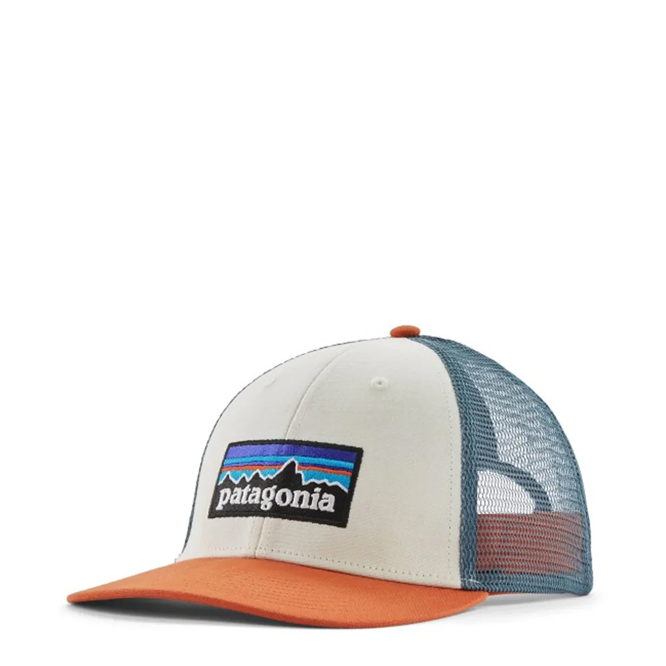 Patagonia P-6 Logo LoPro Trucker Hat White / Redtail Rust - The Sporting Lodge