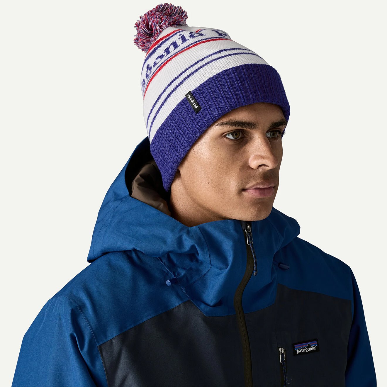 Patagonia Powder Town Beanie Park Stripe Barnacle Blue - The Sporting Lodge