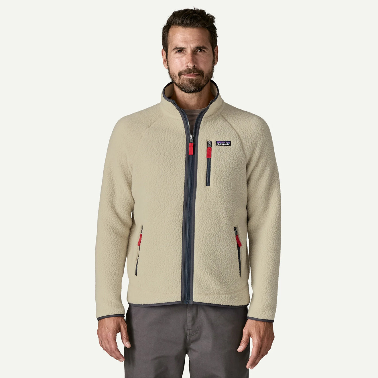 Patagonia Retro Pile Fleece Jacket Pelican w/Smolder Blue