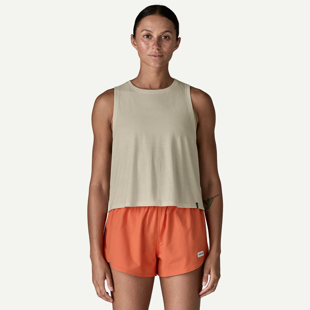 Patagonia Womens Cap Cool Trail Cropped Tank Dyno White