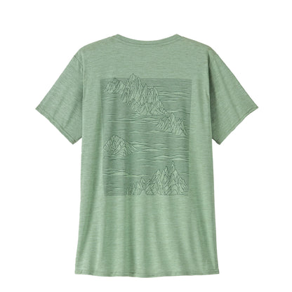 Patagonia Womens Capilene Cool Daily Graphic Shirt Strataspire Ellwood Green X-Dye