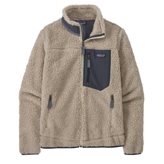 Patagonia Womens Classic Retro-X Jacket Natural / Smolder Blue - The Sporting Lodge