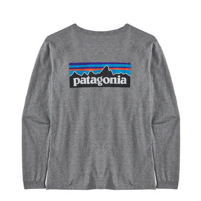 Patagonia Womens L/S P-6 Logo Responsibili-Tee Gravel Heather - The Sporting Lodge