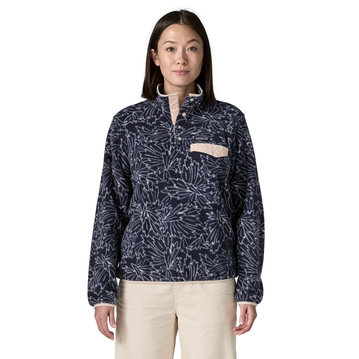 Patagonia Womens Lightweight Synchilla Snap-T Fleece Pullover Saxifrage / Sunken Blue