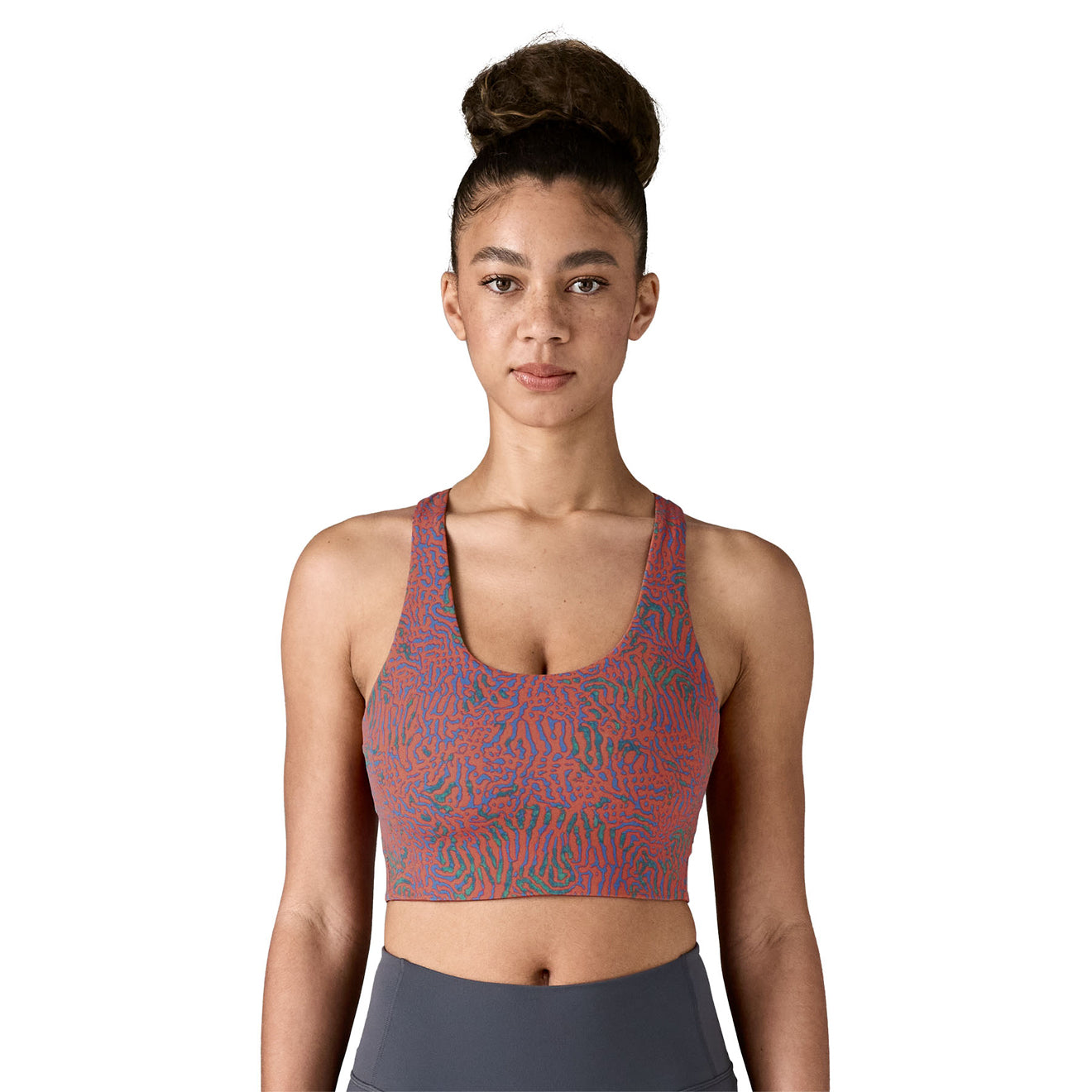 Patagonia Womens Maipo Mid Impact Bra Sea Run Potters Red